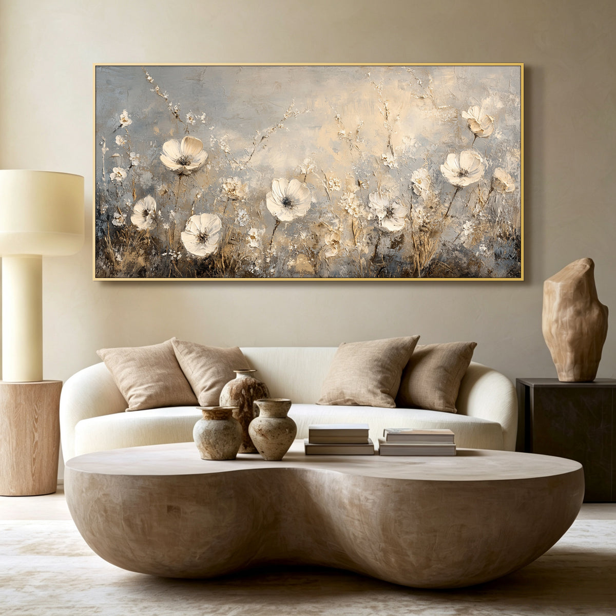 Wildflower meadow impasto acrylic/oil painting on canvas, original palette knife textured wall art, handpainted