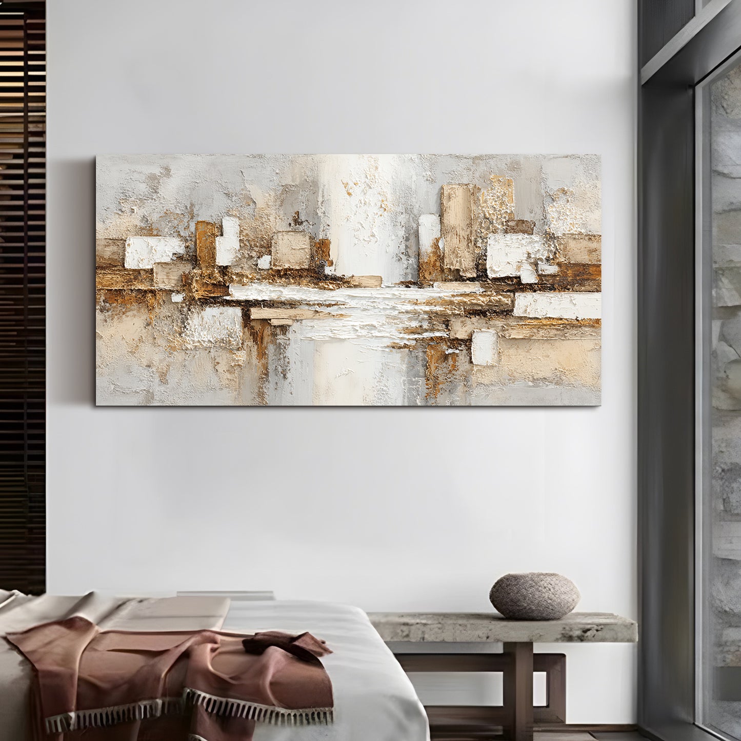Gold & Grey Abstract Acrylic/Oil Painting | Large Custom Impasto Canvas Wall Art