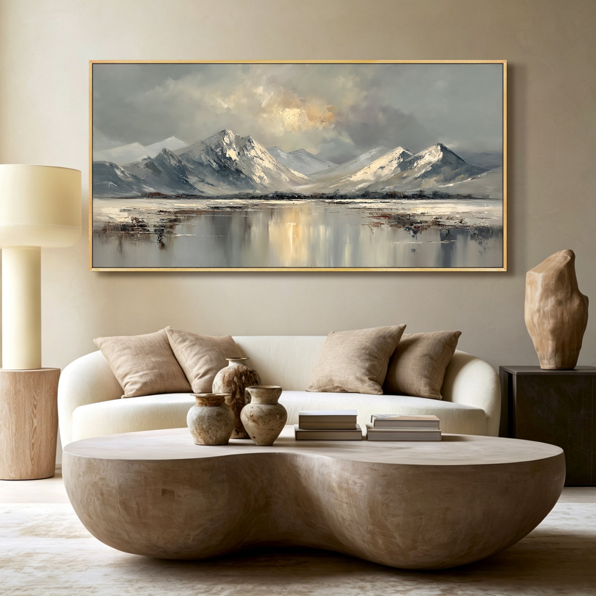 Mountain landscape textured acrylic/oil painting on canvas, original brushwork wall art, custom hand-painted
