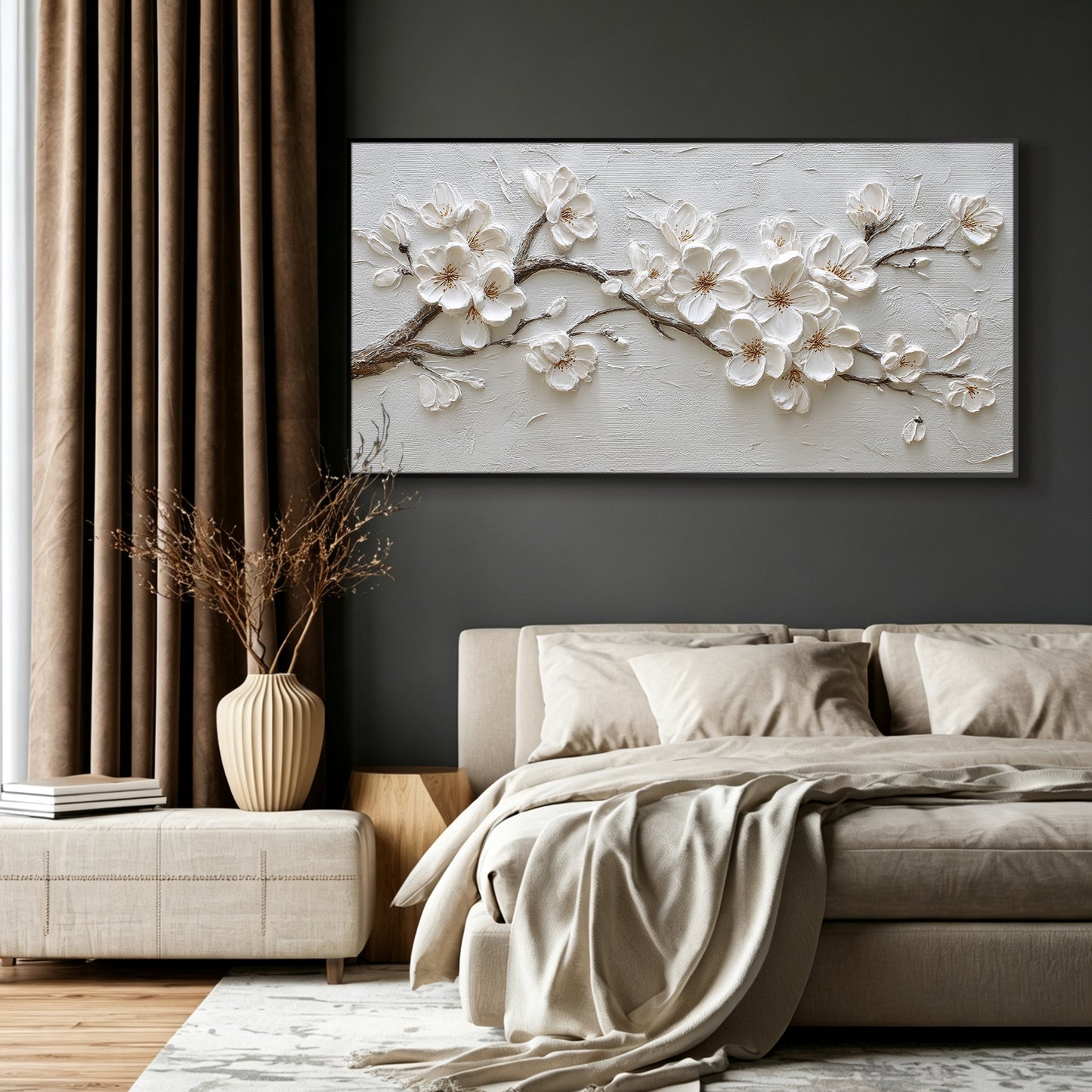 Blossom impasto acrylic/oil painting on canvas, original palette knife textured wall art, custom hand-painted