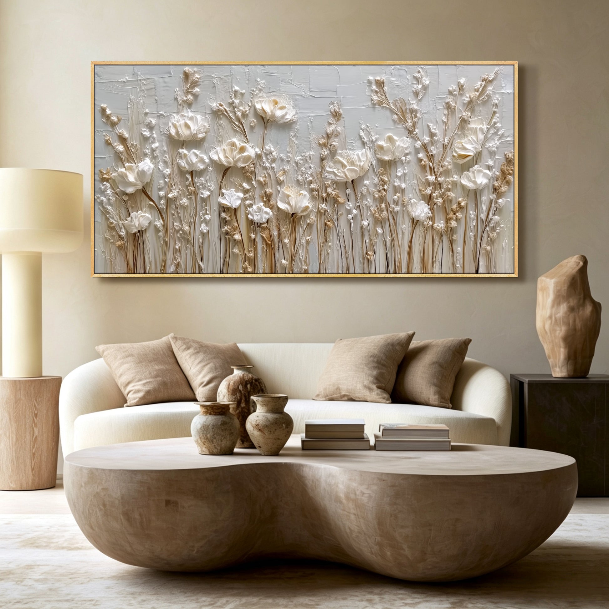 Wildflower minimalist acrylic/oil painting on canvas, original textured wall art, custom hand-painted