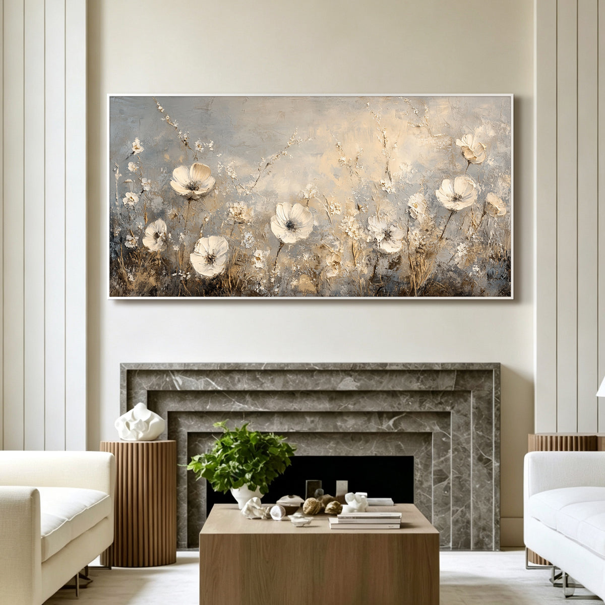 Wildflower meadow impasto acrylic/oil painting on canvas, original palette knife textured wall art, handpainted