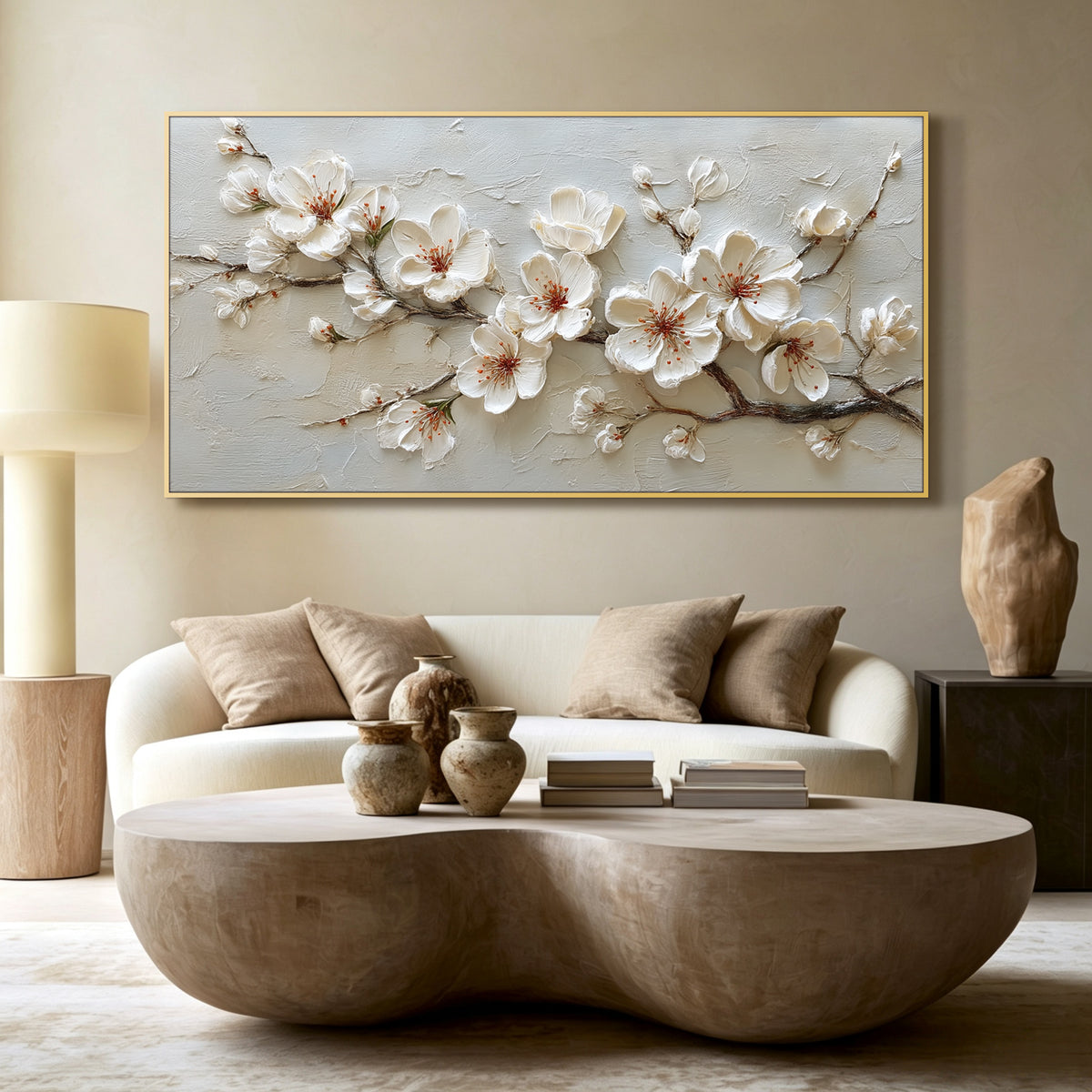 Cherry blossom impasto acrylic/oil painting on canvas, original palette knife textured wall art, rosy handpainted