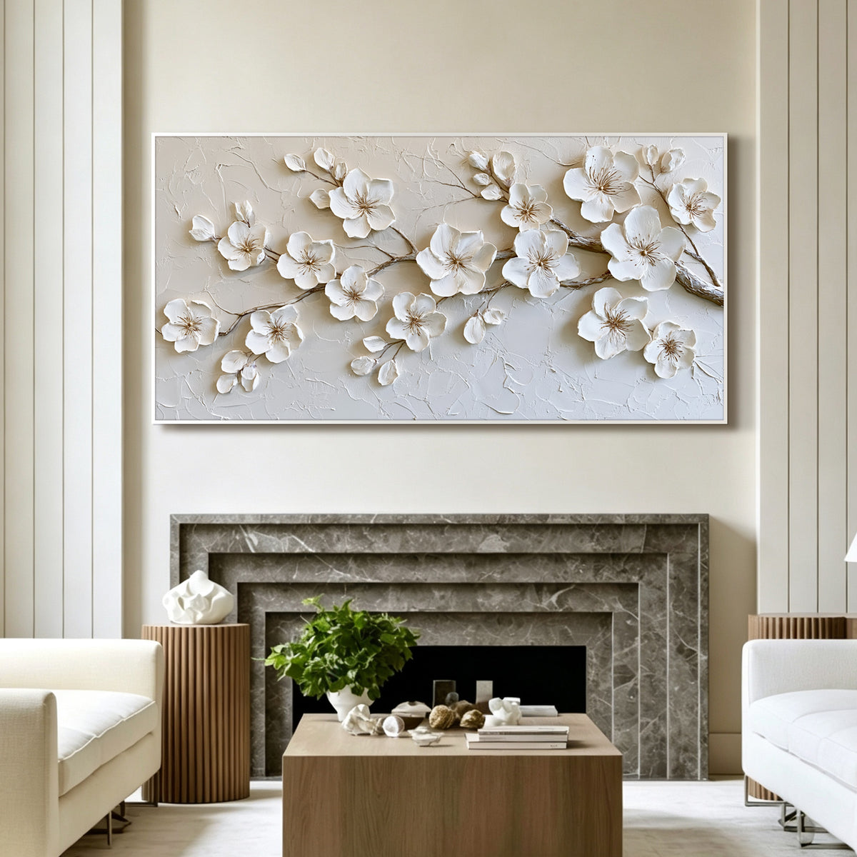 Full bloom cherry blossom impasto acrylic/oil painting on canvas, original palette knife textured wall art, handpainted
